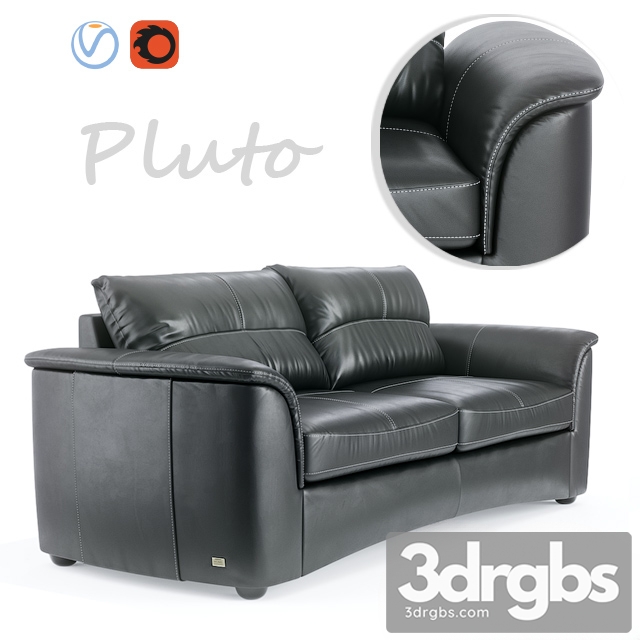 Pluto Black Leather Sofa 01