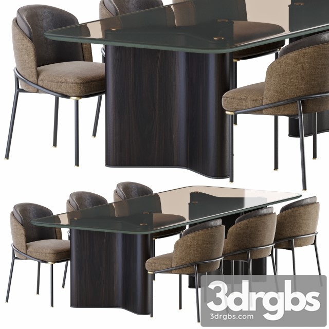 Minotti Lou Dining Table Chair Fil Noir