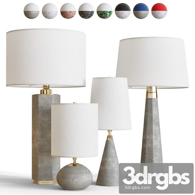 Contemporary table lamps in concrete and marble