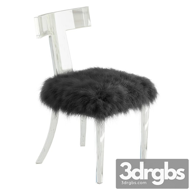 Lucite side chair upholstered in natural sheepskin 2