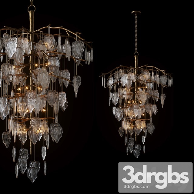 Sugar Leaf Glass Leaf Twenty Six Light Chandelier 1