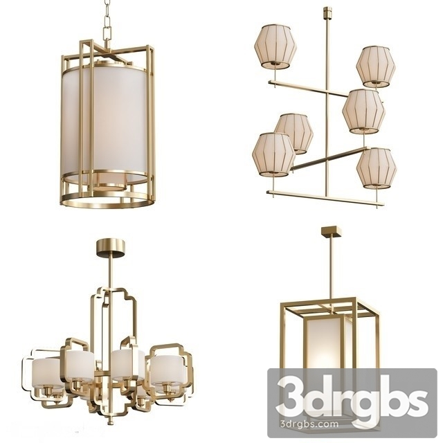 Wide Antique Brass Chandelier Pendant Lamps 2