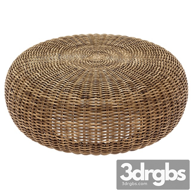 Round Braided Rattan Pouf California