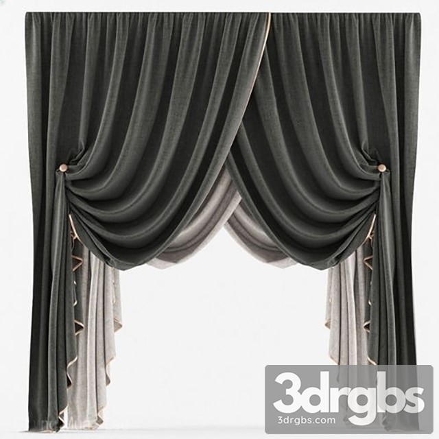 Curtains Classic BW 3D Model