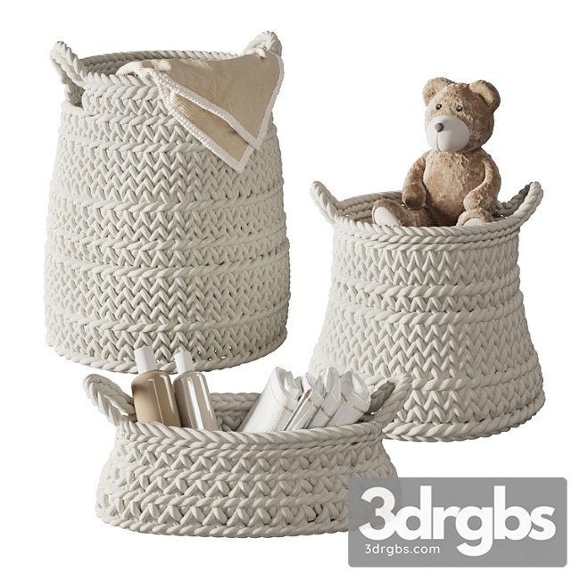 Pottery Barn Ivory Chunky Knit Nursery Storage