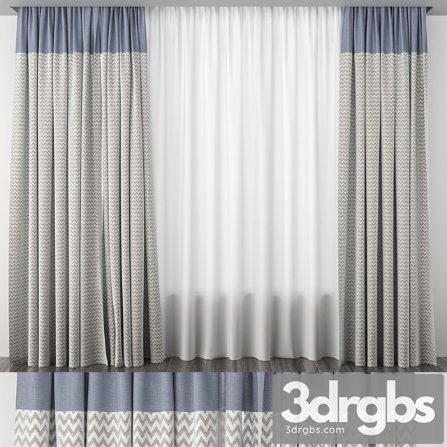 Blue curtains with arrows