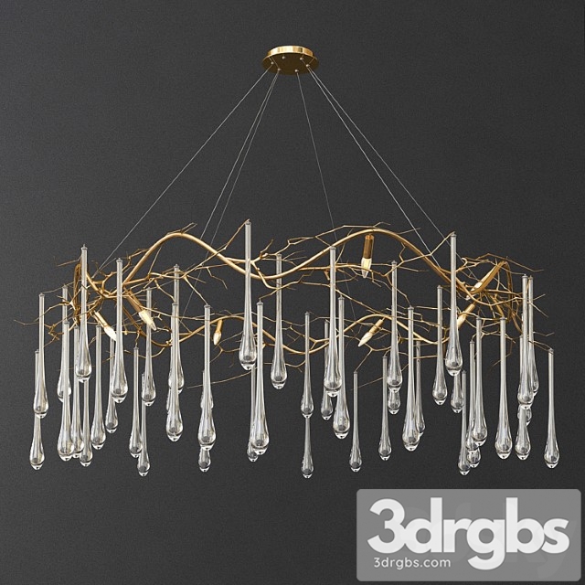 Brass and Glass Teardrop Chandelier