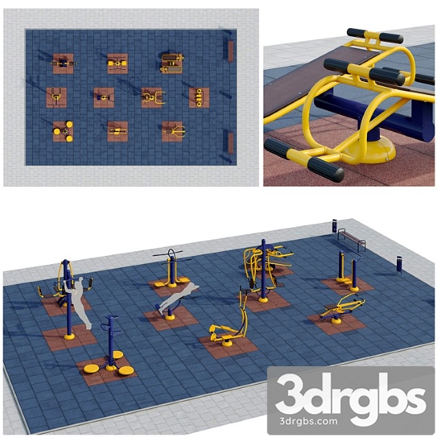 Sports ground with outdoor exercise trainers playground