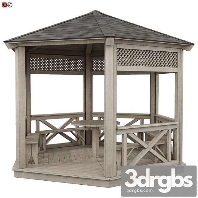 Garden Gazebo Made Of Wood 03