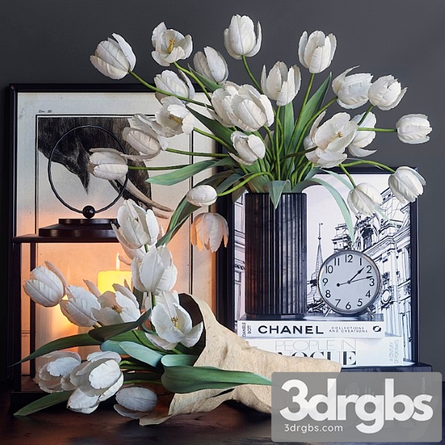 Decorative set with white tulips