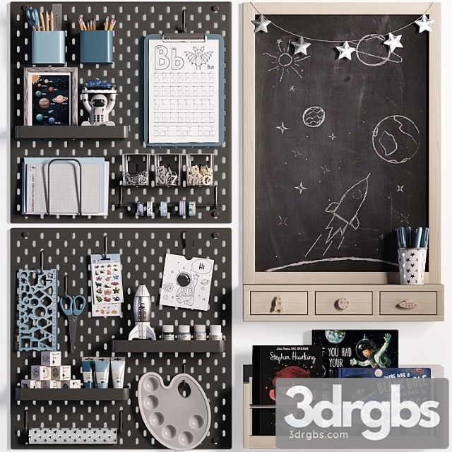 Ikea Skadis Pegboard with Chalkboard for Teenagers and Kids 03