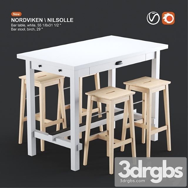 Ikea nordviken bar table and nilsolle bar stool, white and birch 2