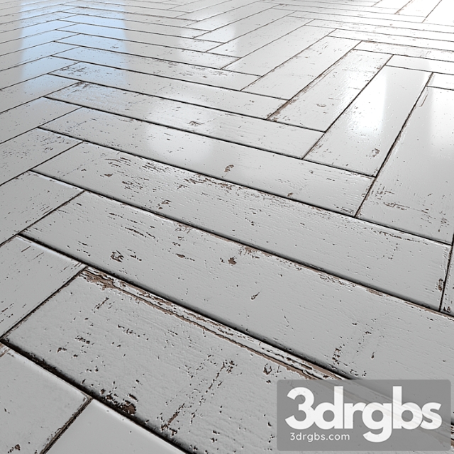 White painted herringbone parquet - pbr textures