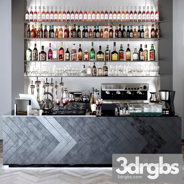 Bar counter with a collection of alcohol bar