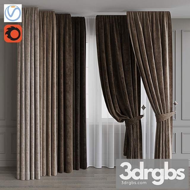 Set of curtains from velvet 37. beige gamut