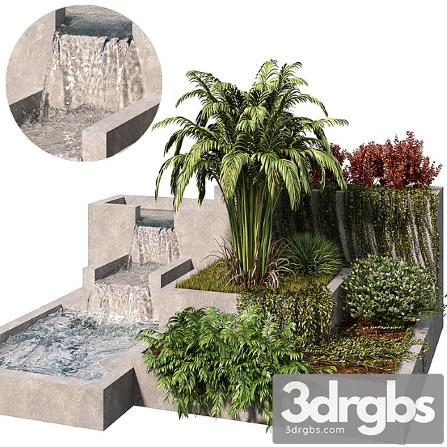 Garden set with water fountain