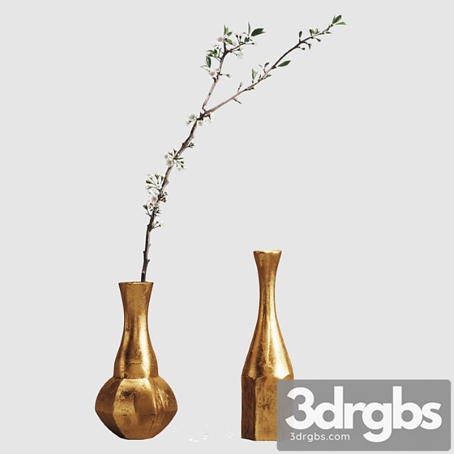 Aluminum vases with cherry branch by zara home