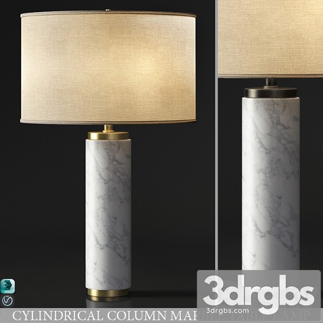 Cylindrical Column Marble Table Lamp