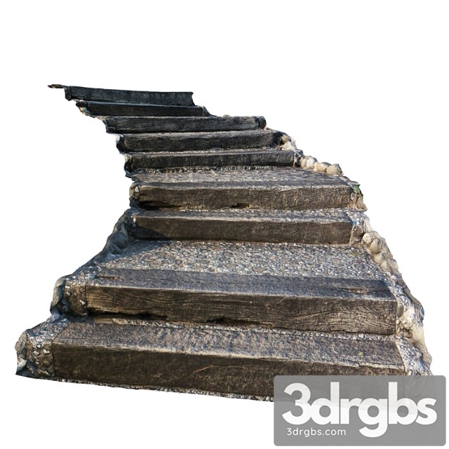 Stairs Made Of Stone and Wood For The Landscape