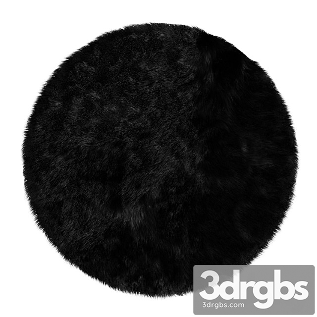 Round Fluffy Black Carpet