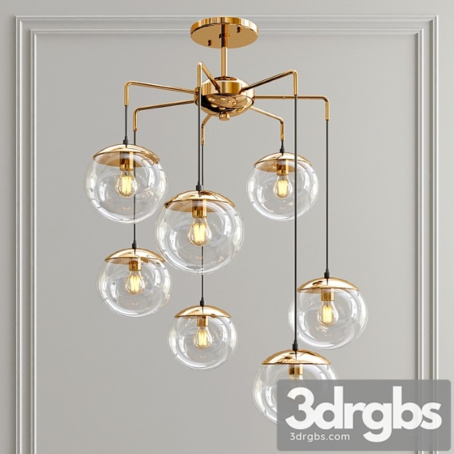 Modern Handcrafted Brass Glass Bubbles Chandelier