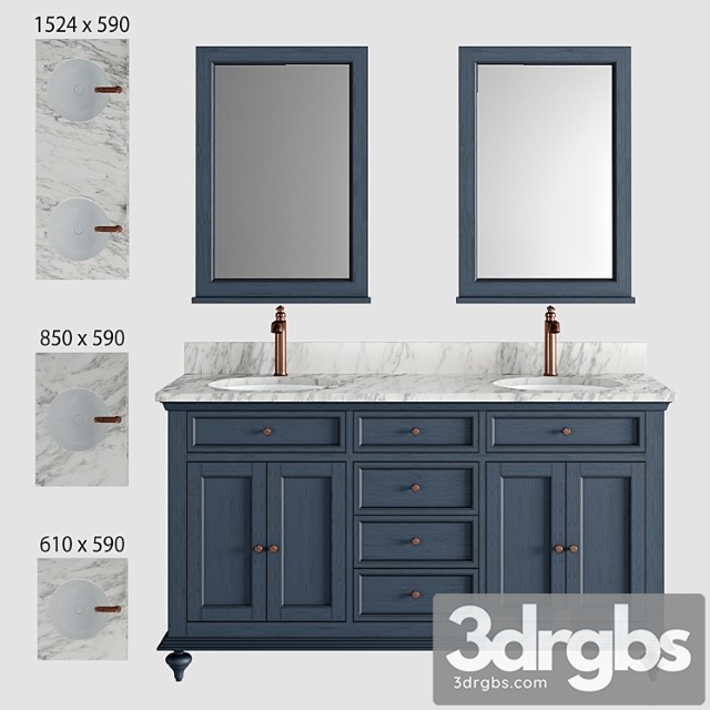 Keller Double Vanity for Undermount Sinks Vintage Navy Blue