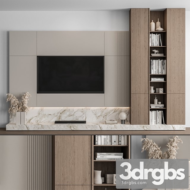 Tv wall stone and wood - set 49