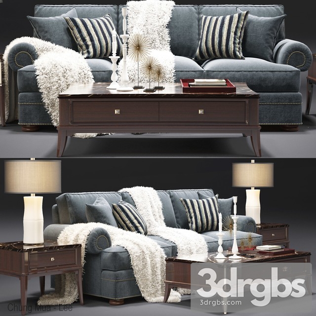 Neoclassic Fabric Sofa Set 02