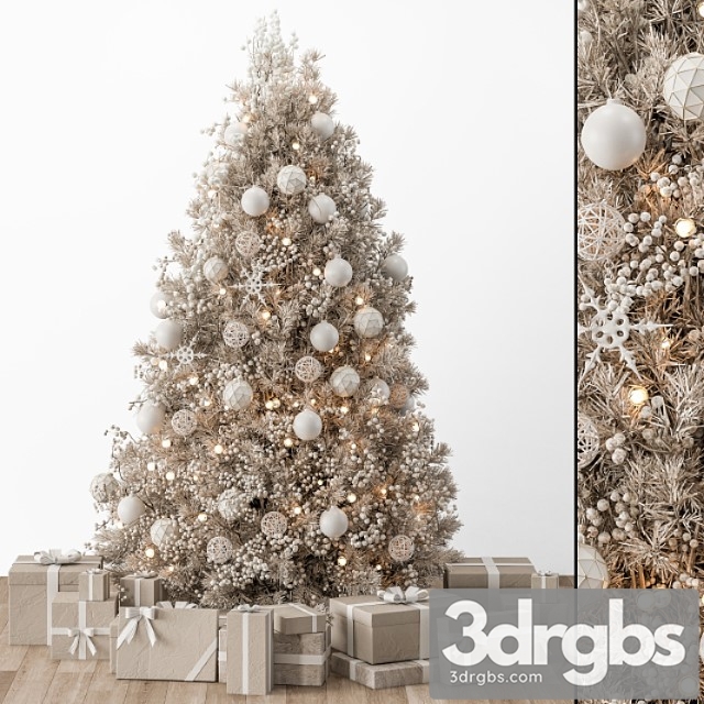 Christmas decoration 34 - christmas white and cream tree with gift