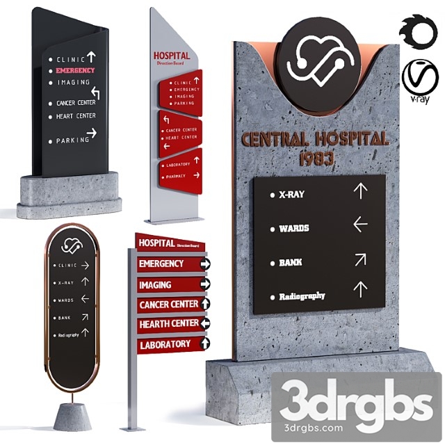 3d model of hospital information board for exterior