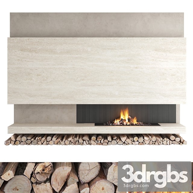 Decorative wall with fireplace set 24