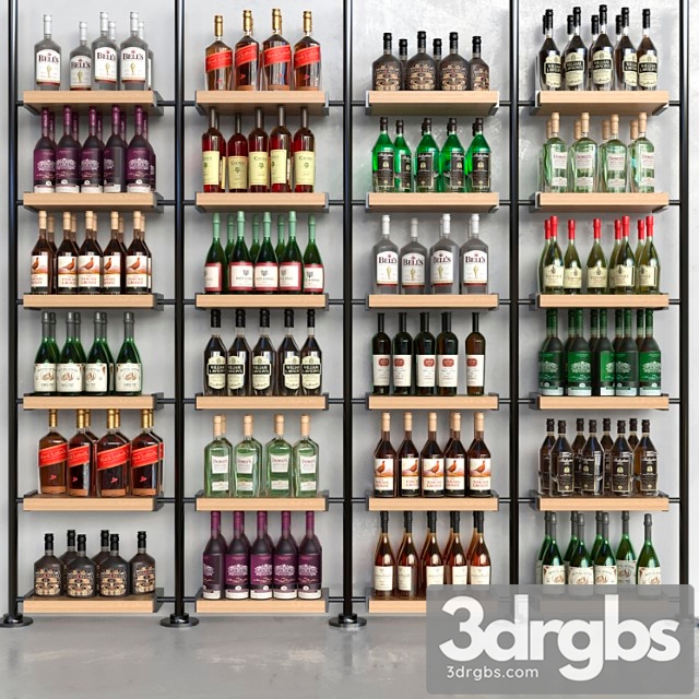 A rack with collection alcohol in a supermarket alcohol