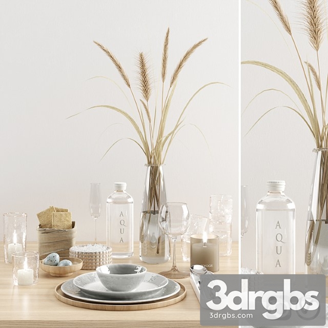 Hygge tableware with dried grass