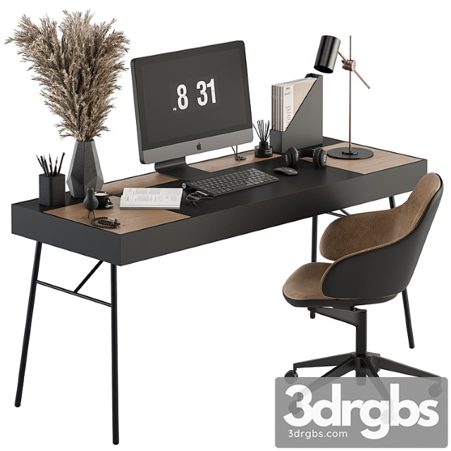 Home Office Black and Wood Table Office Furniture 296