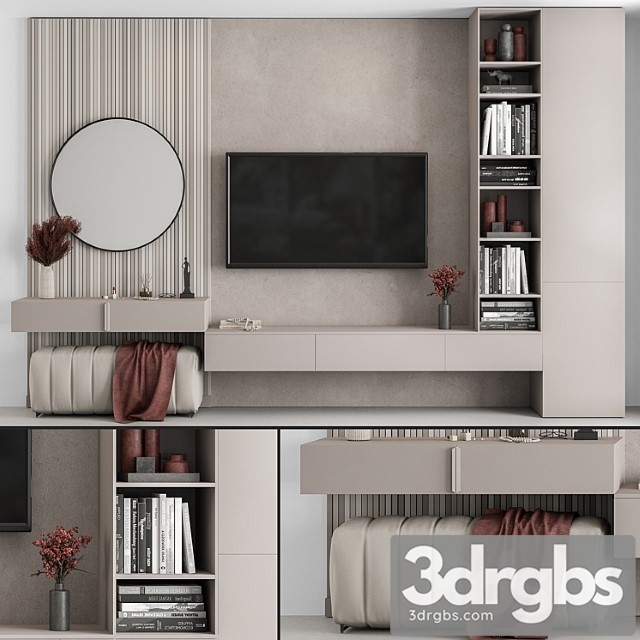 Tv wall beige and red - set 70