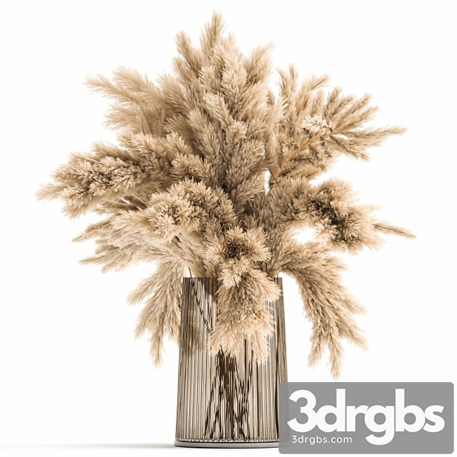 Beautiful lush bouquet of dried flowers in a vase with dry branches of pampas, reeds. 122.