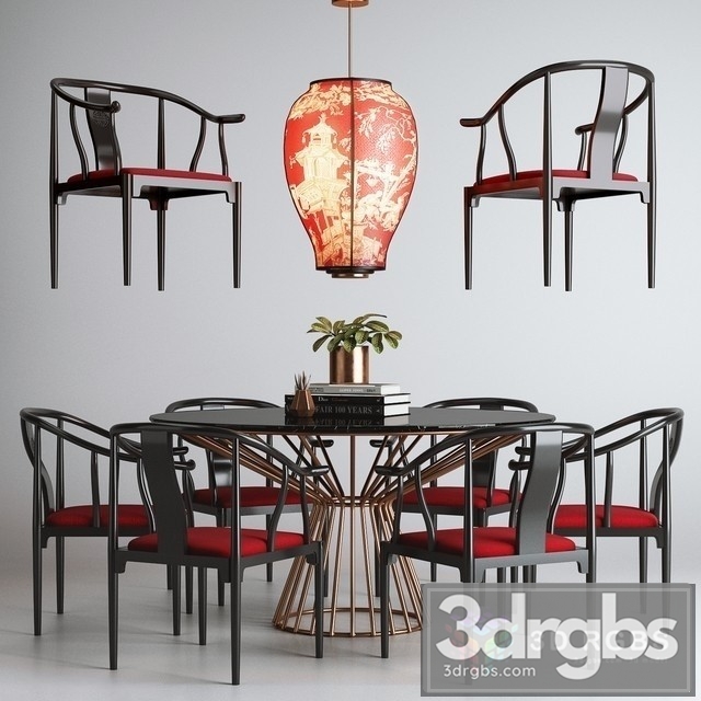 Asian Table and Chair Set 01