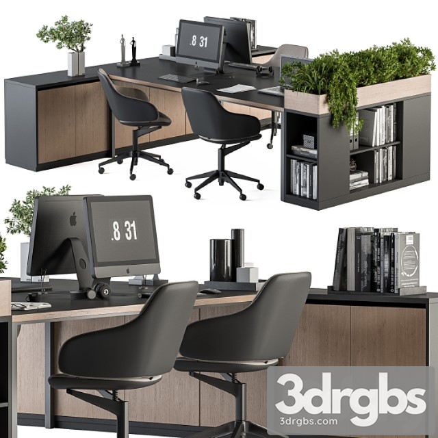 Office Furniture With Plant Box Employee Set 48