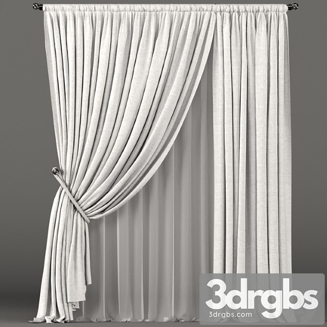 White curtains with rope grip and white tulle.