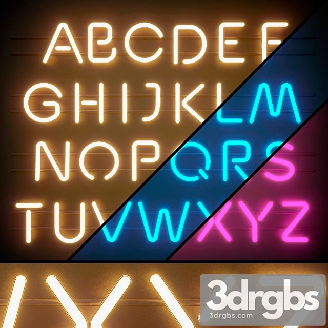 Neon Light modules. set 06. neon alphabet