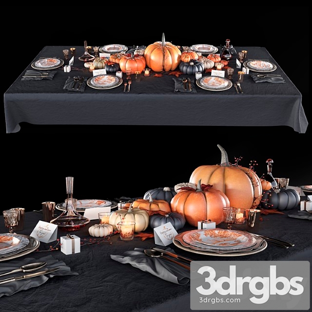 Table set with pumpkins