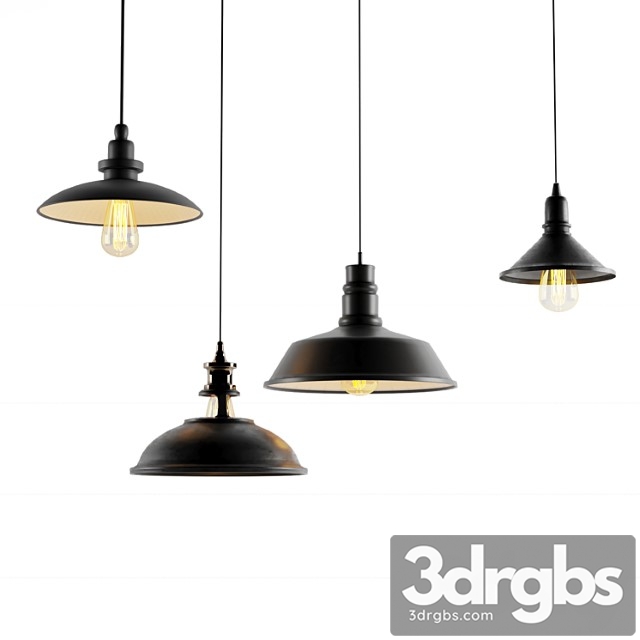 4 black cast industrial chandeliers