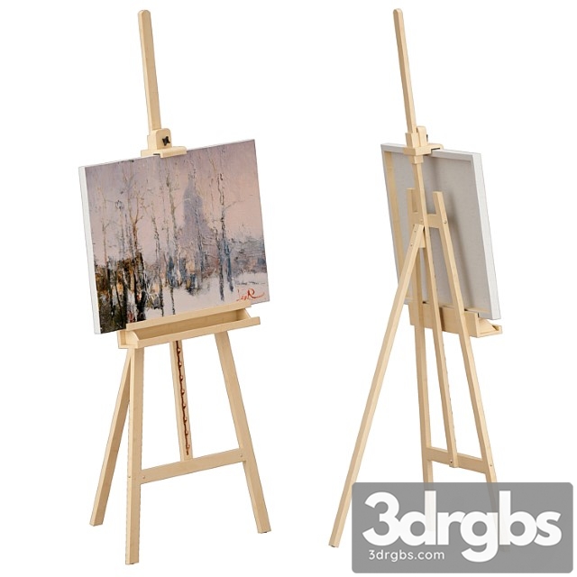 Wooden easel and painting