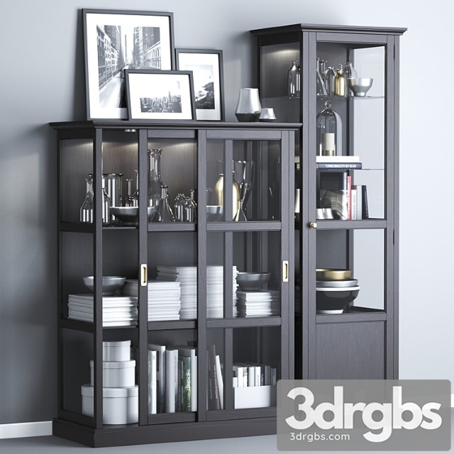 Ikea malsjö glass-door cabinets, black stained black stained.