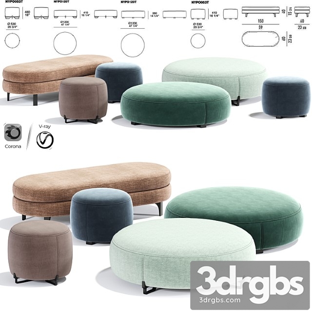 Poliform New York Pouf Round