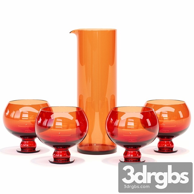 funky orange glassware set