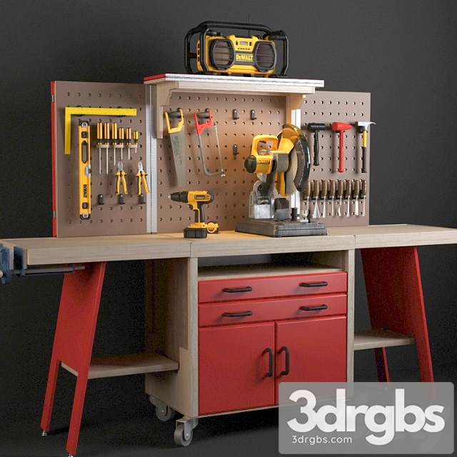 Workbench with tools dewalt.