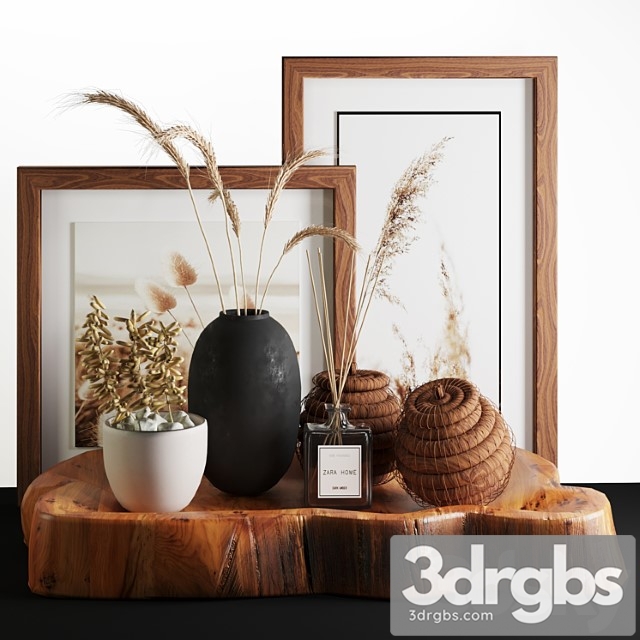 Decorative set Natural wood and wheat decorative