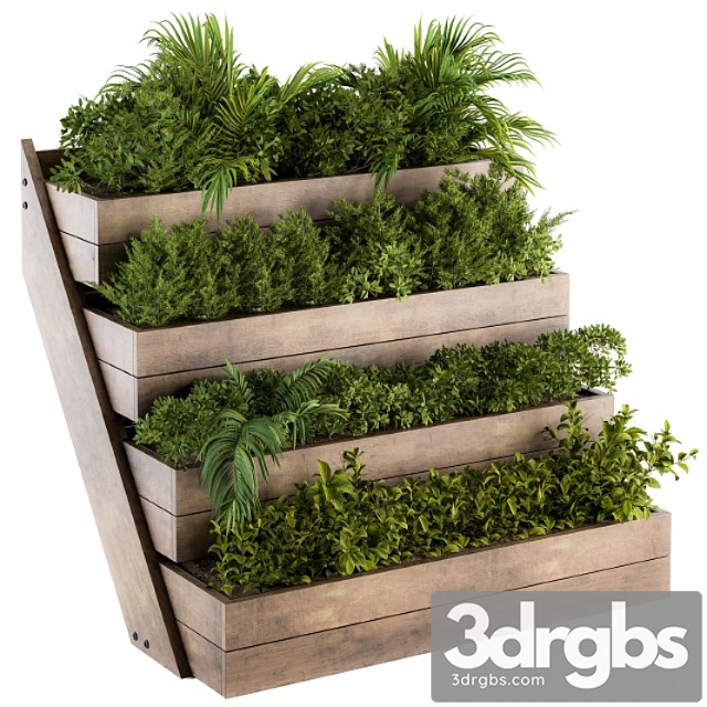 Outdoor plants wooden plant box - set 153