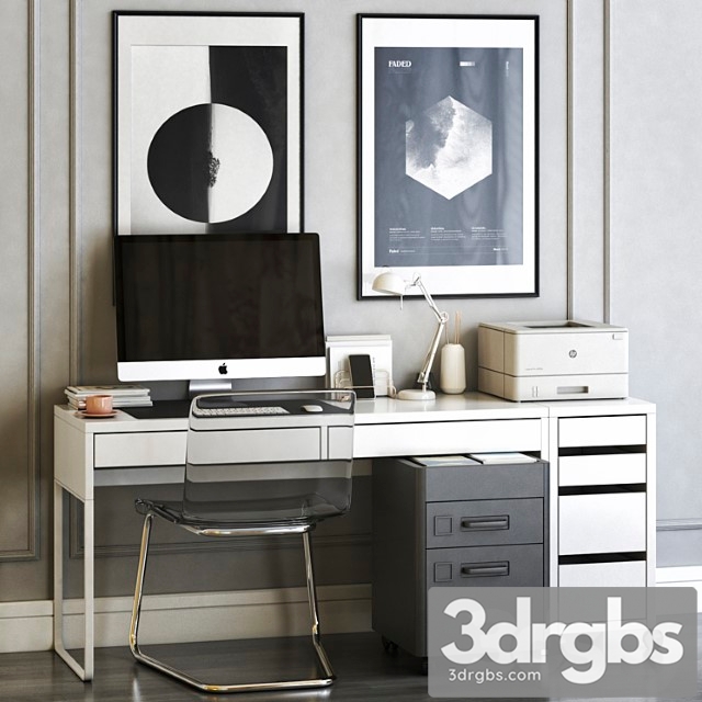 Ikea workplace set with tobias chair, idasen drawer unit and micke table 2